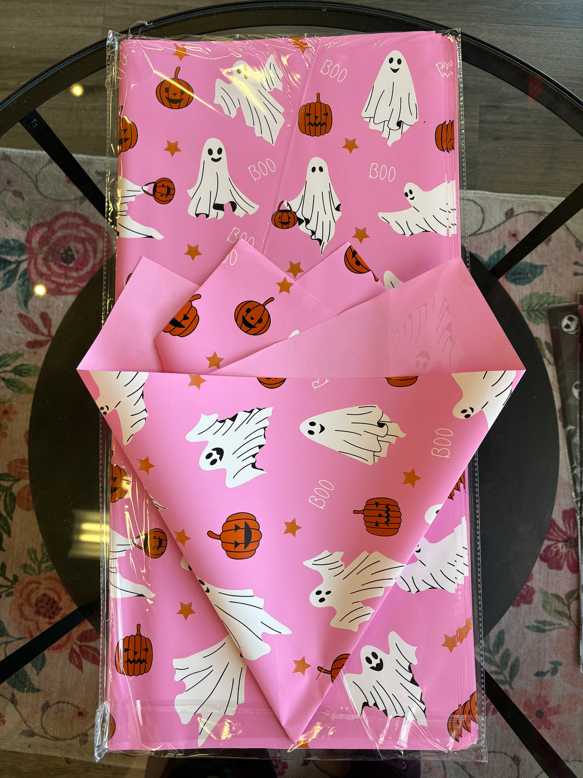 Pink ghost pumpkin print