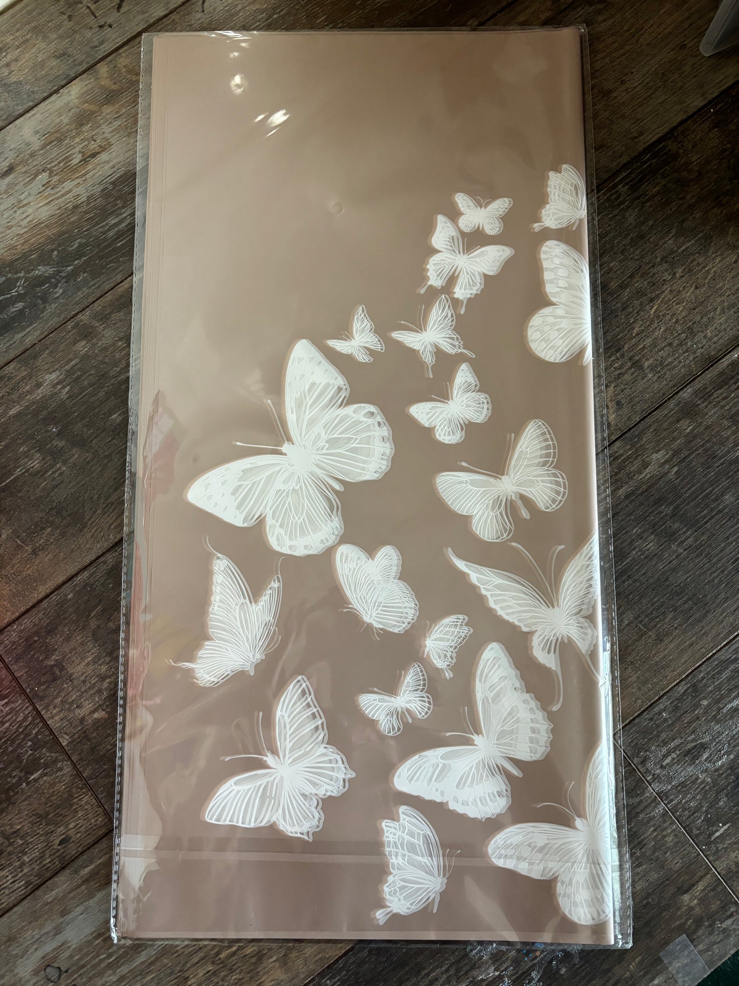 Mocha with clear butterflies printed 🦋