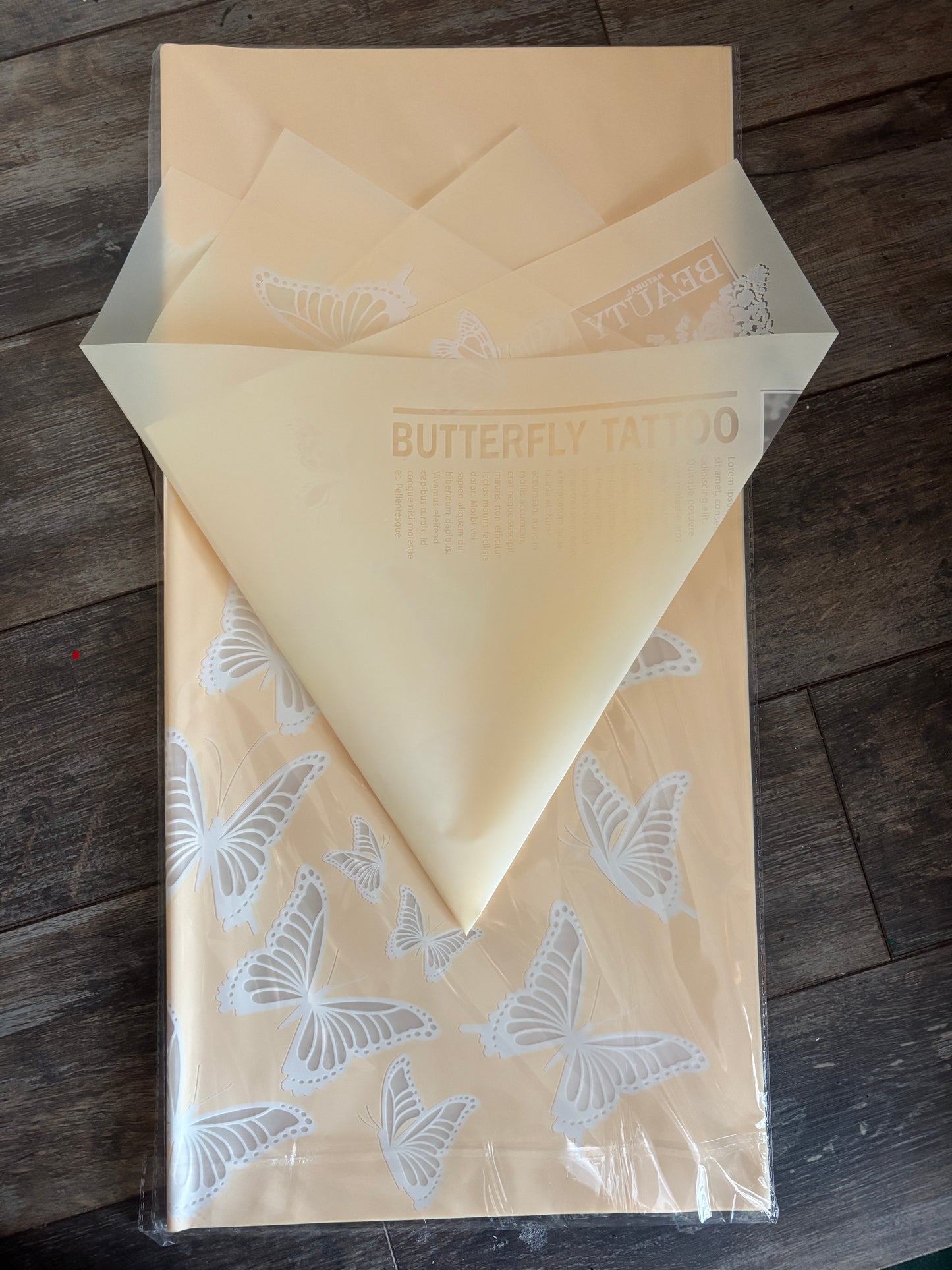 Light yellow with clear butterflies printed 🦋