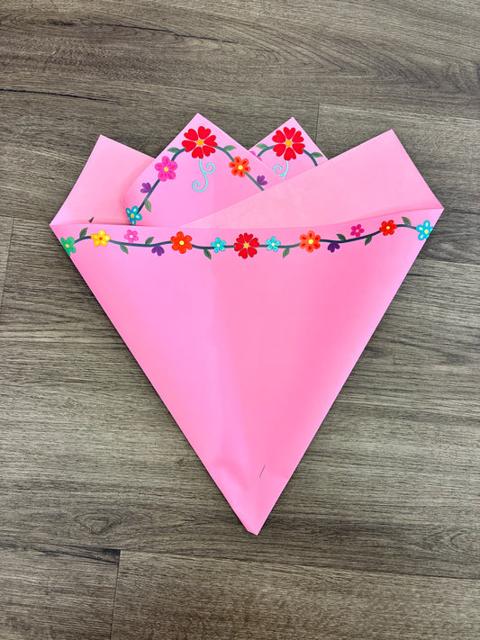 Solid Pink with colorful flower edge 🌸