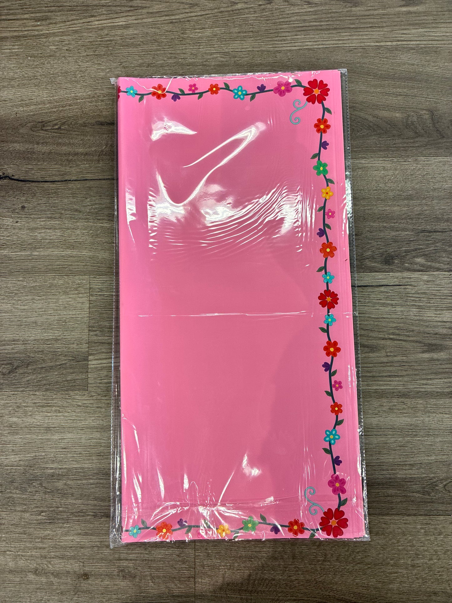 Solid Pink with colorful flower edge 🌸