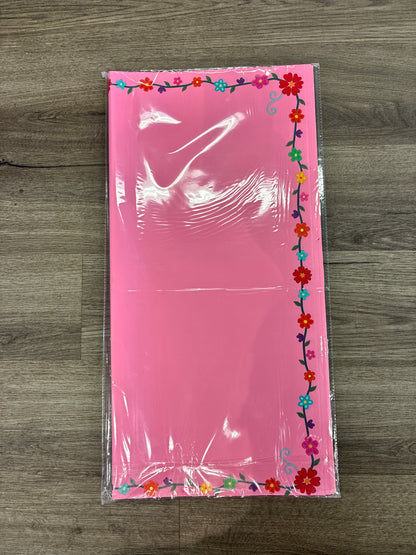 Solid Pink with colorful flower edge 🌸