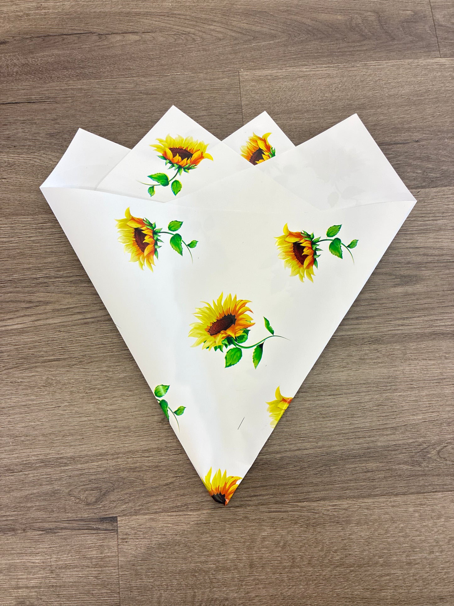 White with sunflower printed