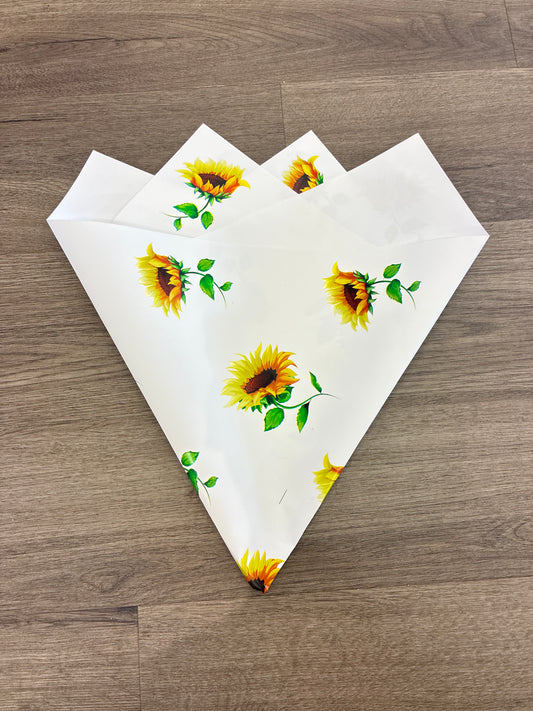 White with sunflower printed