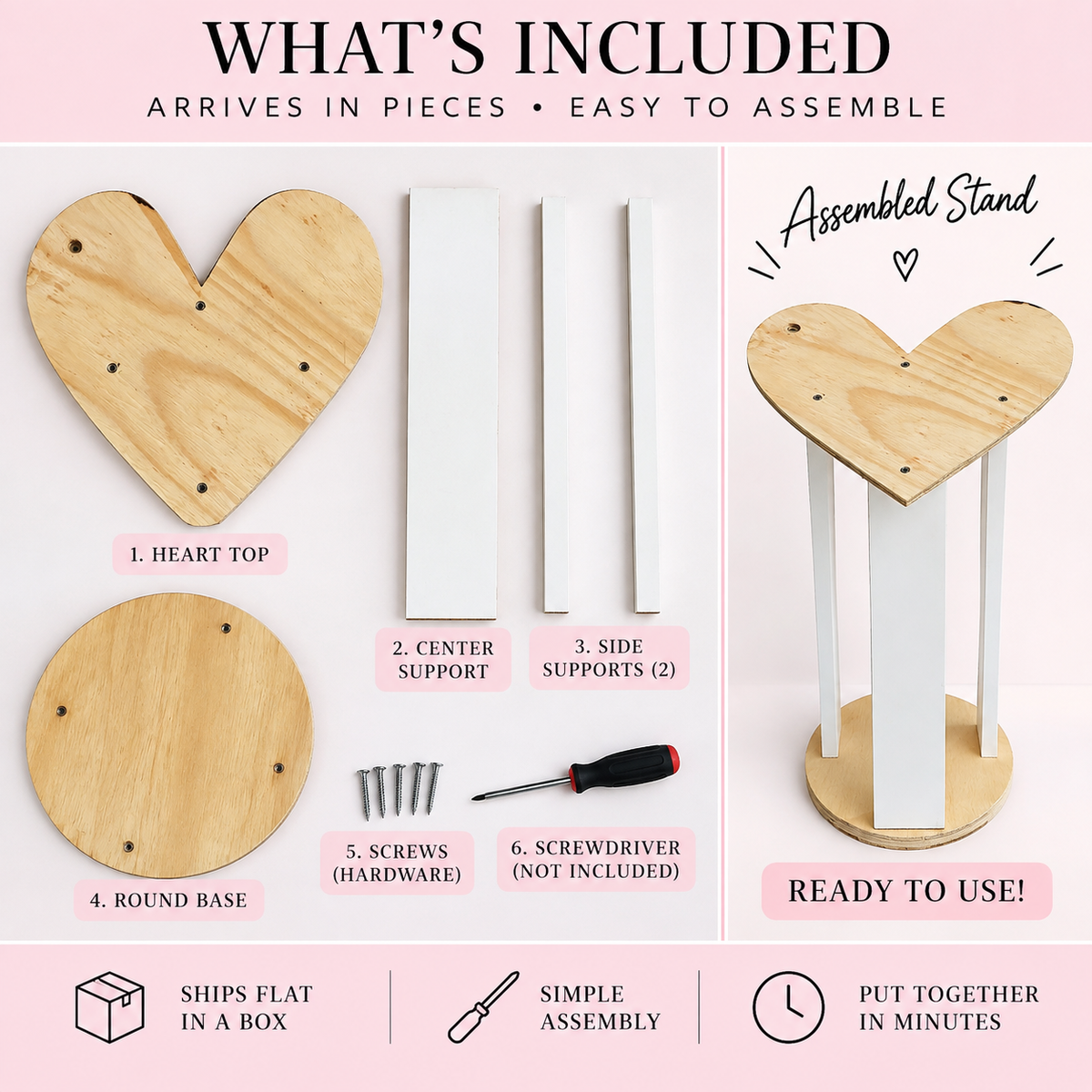 Small standing heart wood base