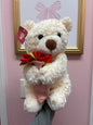 30cm White Teddy bear with removable  Bouquet