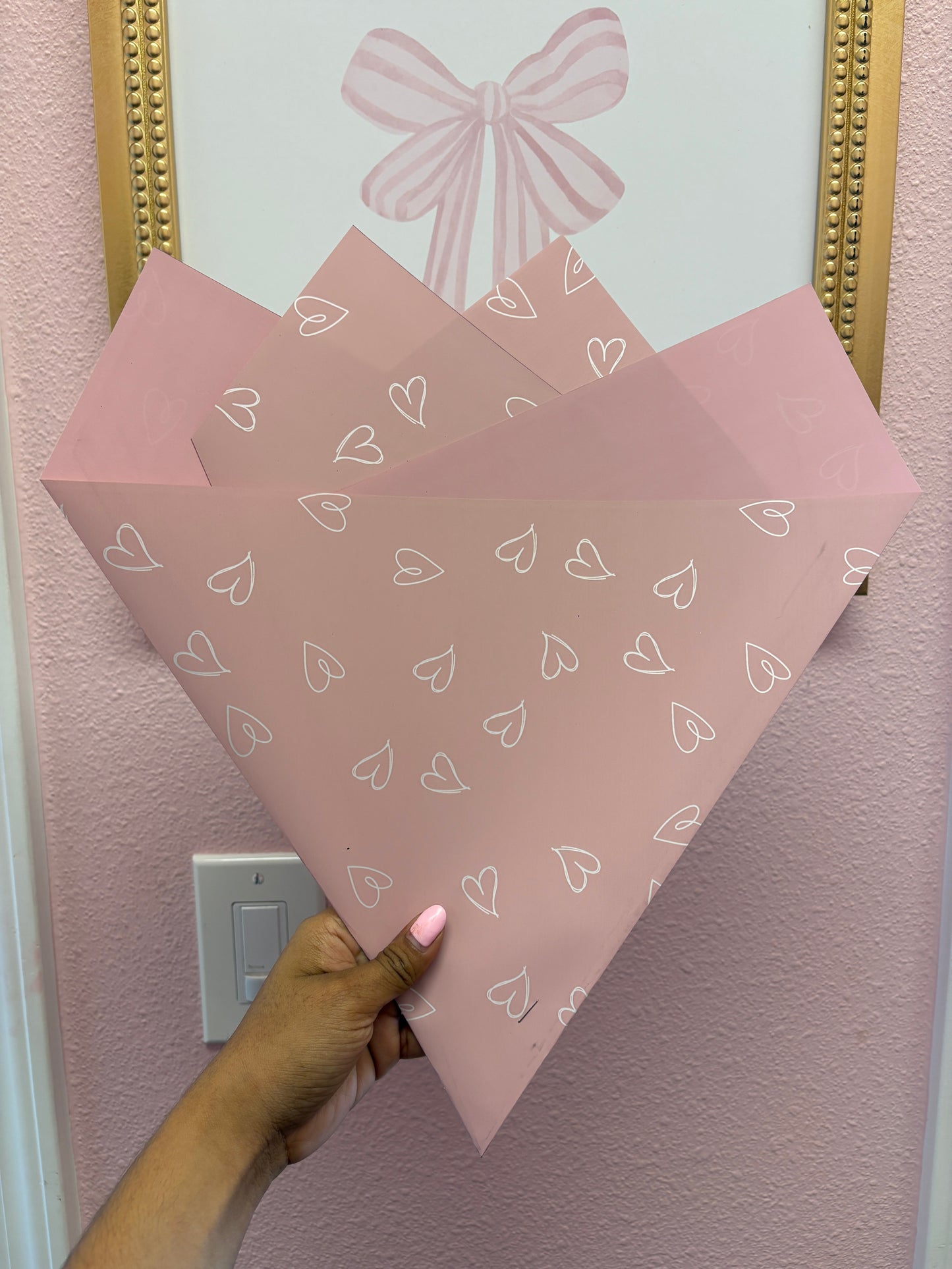 Mini hearts printed solid pink