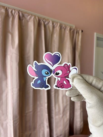 Stitch and angel forming heart 💙🩷