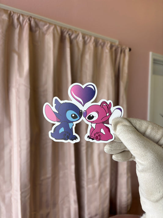 Stitch and angel forming heart 💙🩷