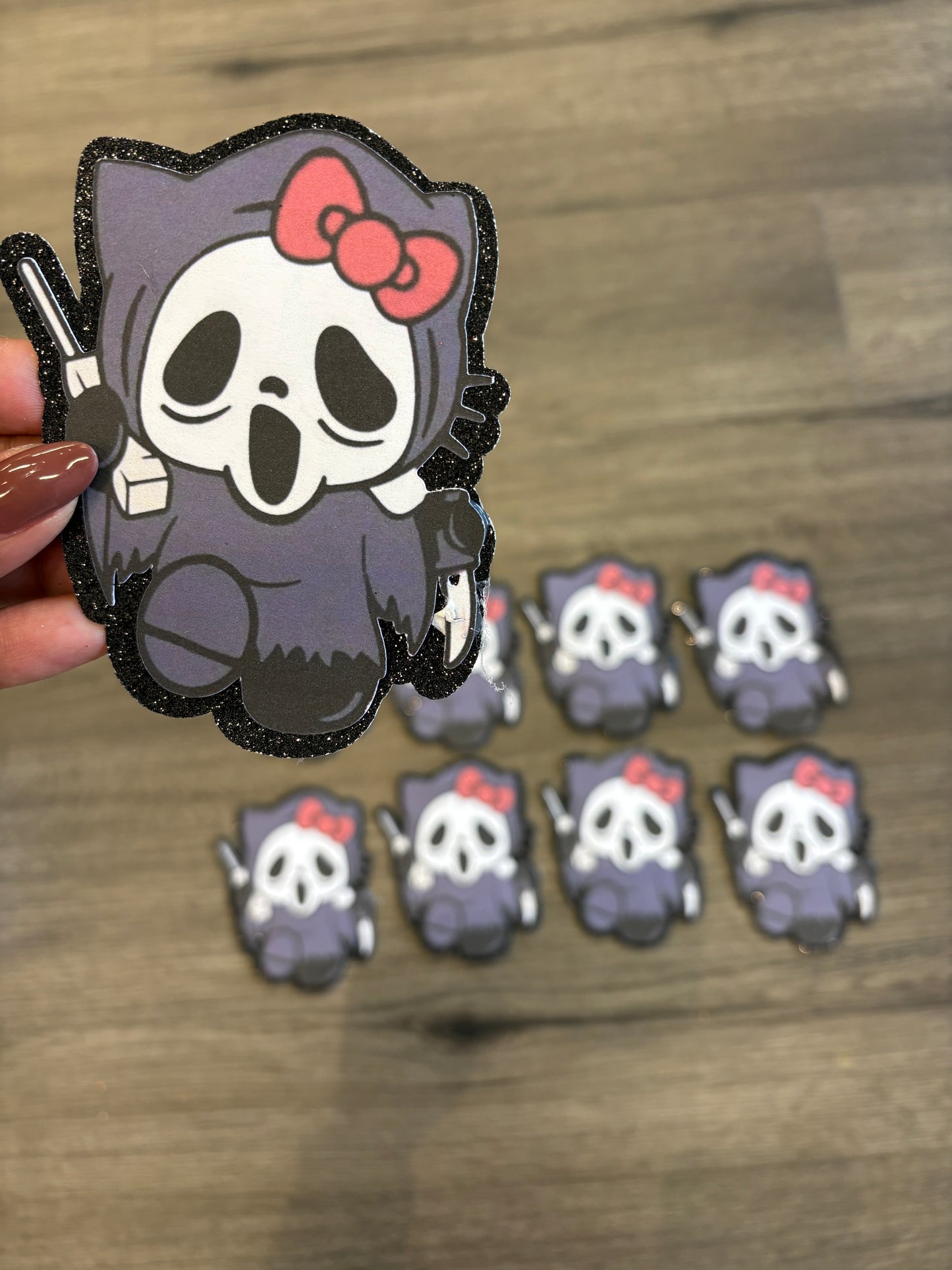 1 Hello Kitty Ghostface with black glitter background