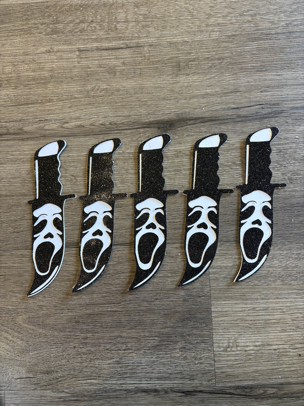5 Ghostface cardstock glitter toppers