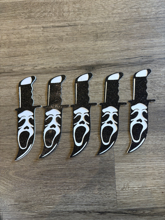 5 Ghostface cardstock glitter toppers