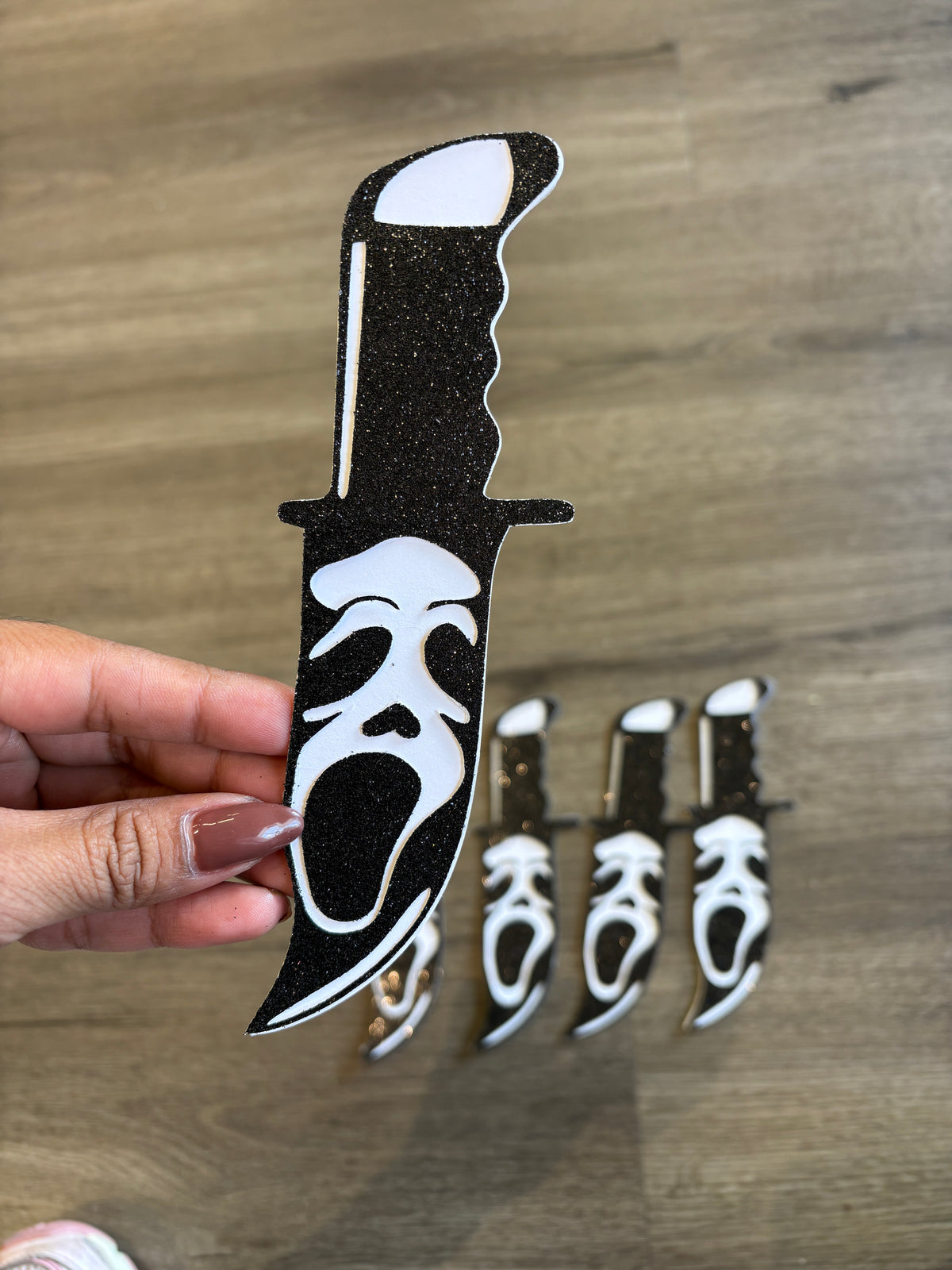 5 Ghostface cardstock glitter toppers