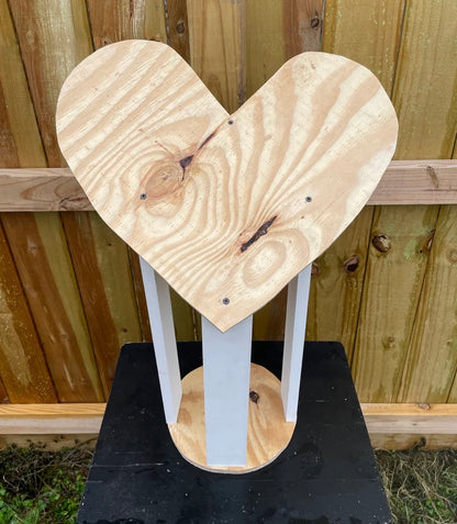 Large heart stand wood base